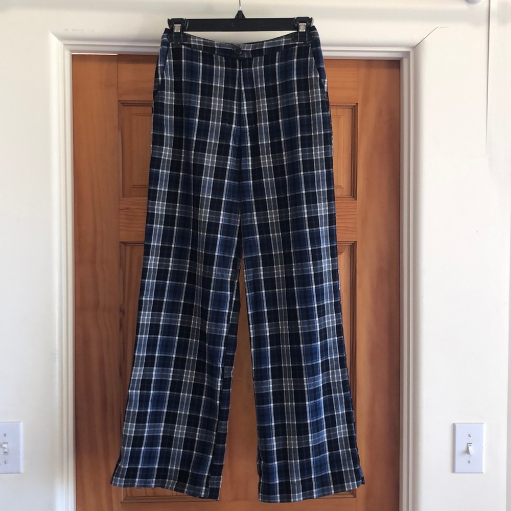 John Galt (Brandy M) Blue Plaid Wide-Leg Pant